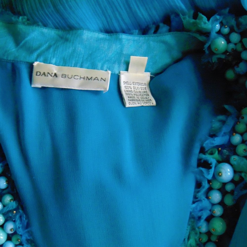 Dana Buchman Silk Aqua Beaded Tunic Dress 12 - Picture 7 of 7